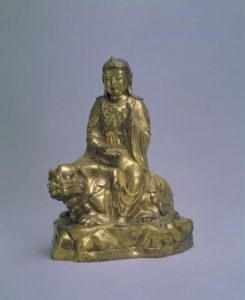青铜鎏金-文殊菩萨坐像