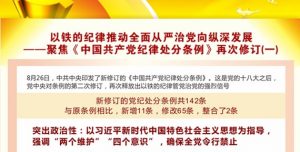 2018年8月中共再次修订纪律处分条例,重申党纪大于国法,“纪严于法、纪在法前”。