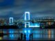 东京台场海滨公园眺望彩虹桥的人群
