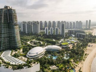 马来西亚柔佛州森林城市空拍图