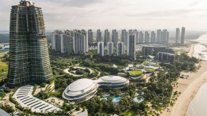 马来西亚柔佛州森林城市空拍图