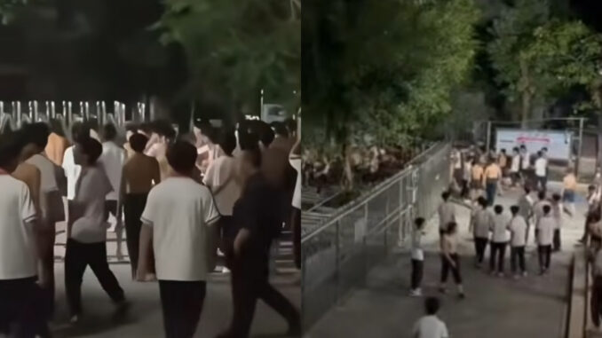 广东两所高中学生因停电抗议的视频截图