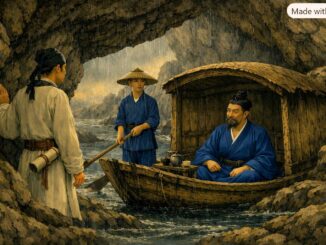 雨中书生巧遇道士的AI制图