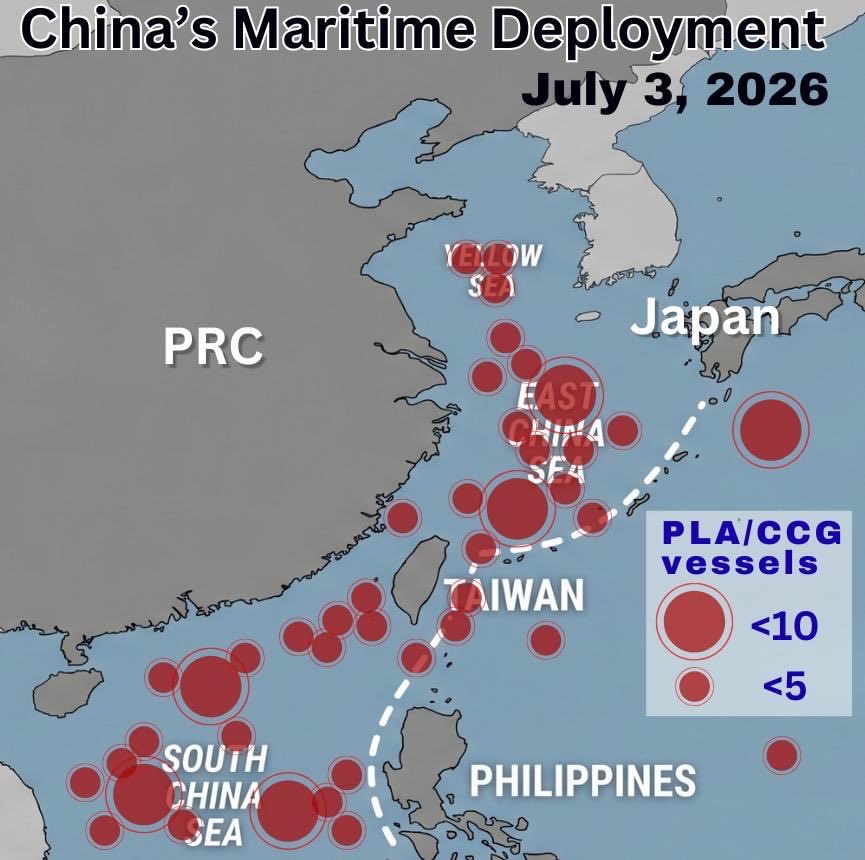 中共沿第一岛链海上部署示意图